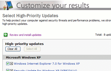 IE7 @ Windows Update